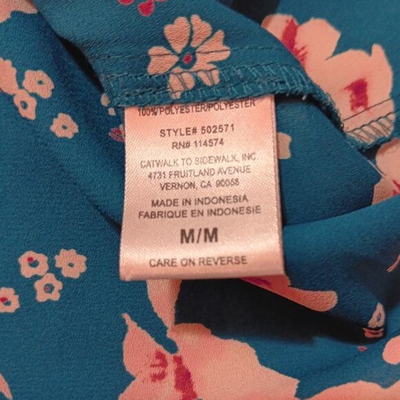 PLEIONE Blouse Top M Pretty Flowers Career Office Professional Dressy Floral - Picture 6 of 9